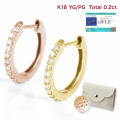 ピアス レディース フープピアス ダイヤモンド ダイヤモンドピアス ゴールド K18 18K イエローゴールド ピンクゴールド ダイヤ 0.2ct 女性 誕生日 妻 ジュエリー アクセサリー 記念日 プレゼント ギフト