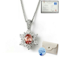 パパラチアサファイア ネックレス レディース ペンダント ピンクサファイア ダイヤモンド プラチナ Pt900 鑑別書 ギフト 母の日 ホワイトデー