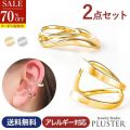 70%OFF 2点セット イヤーカフ 金属アレルギー対応 レディース イヤリング イヤーカフス イヤカフ ノンホールピアス 大ぶり シンプル はさむ 18K ゴールド シルバー プラチナ K18 イヤークリップ イヤーフック リング プレゼント アクセサリー ジュエリー