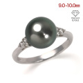 黒真珠 リング 指輪 黒蝶真珠 9-10mm 一粒 ダイヤモンド プラチナ PT900 冠婚葬祭 グレー パールリング ブラックパール ブラックフォーマル ブランド シンプル セレモニー 真珠 法事 葬式 通夜 葬儀 南洋 黒蝶 ジュエリー アクセサリー 母 女性 プレゼント 誕生日 ギフト