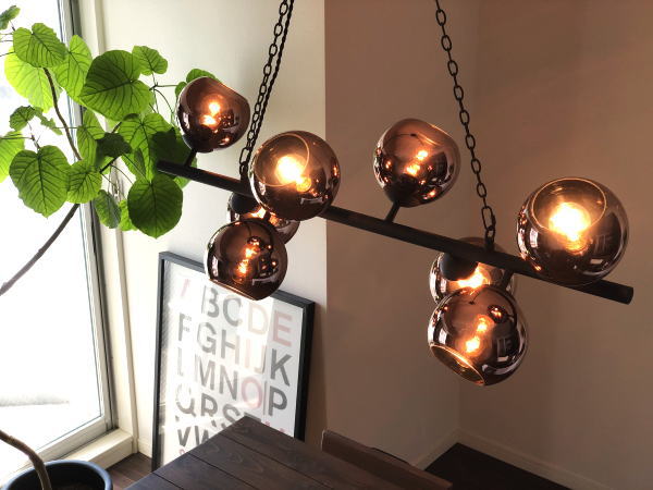 BIARRITZ8（ビアリッツ8） 8灯 ガラスペンダントライト（ブラック/コッパー）