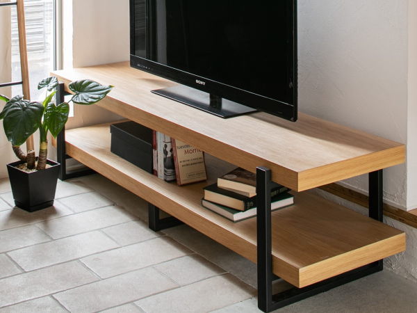150cm幅 天然木×スチール 150ローボード （テレビ台）