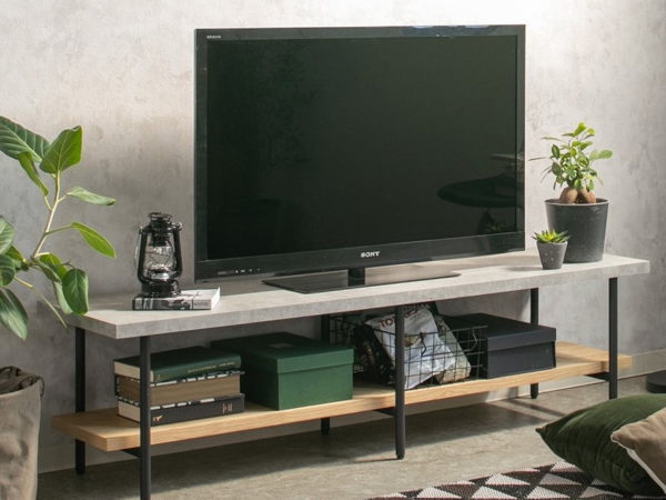 150cm幅 コンクリート調天板ローボード （テレビ台）