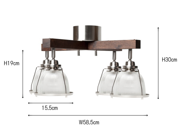 DINER-CROSS（ダイナークロス）4灯ガラスシーリングライト（リモコン付き）