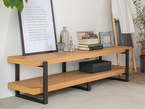 150cm幅 天然木×スチール 150ローボード （テレビ台）