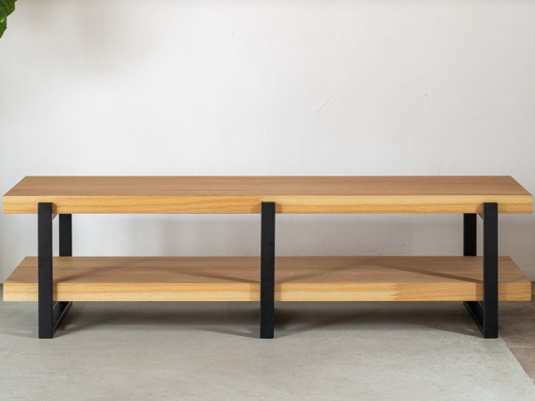 150cm幅 天然木×スチール 150ローボード （テレビ台）