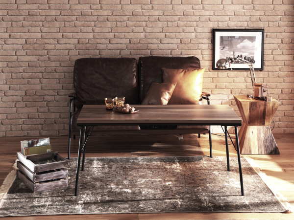 継ぎ脚付き古材風アイアンこたつテーブル ブルック ハイタイプ  