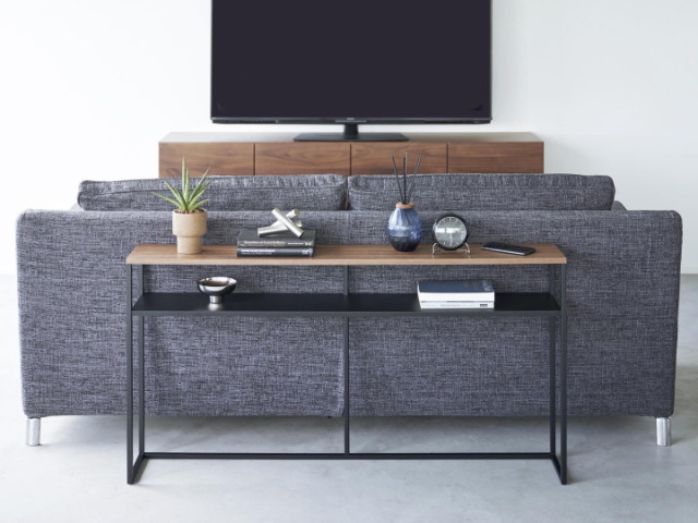 ソファーコンソール　テーブル tower 飾り棚 サイドテーブル アイアン dショッピング |山崎実業 tower ソファー裏コンソールテーブル