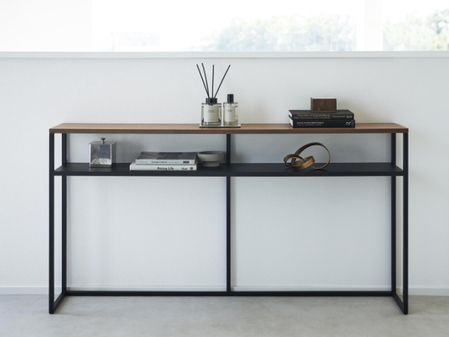 ソファーコンソール　テーブル tower 飾り棚 サイドテーブル アイアン ソファー裏コンソールテーブル タワー 棚付き ブラック / tower