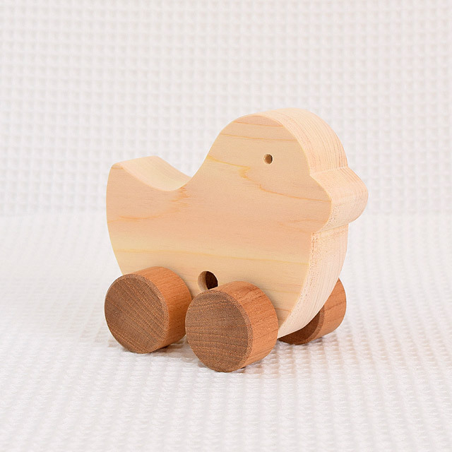 コロコロどうぶつ（ひよこ） 木製ミニカー｜木のおもちゃ ポプリの森