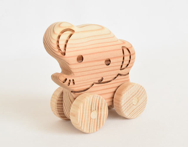 あにまるカー ぞうさん HIDAMARI工房 ｜木のおもちゃ ポプリの森