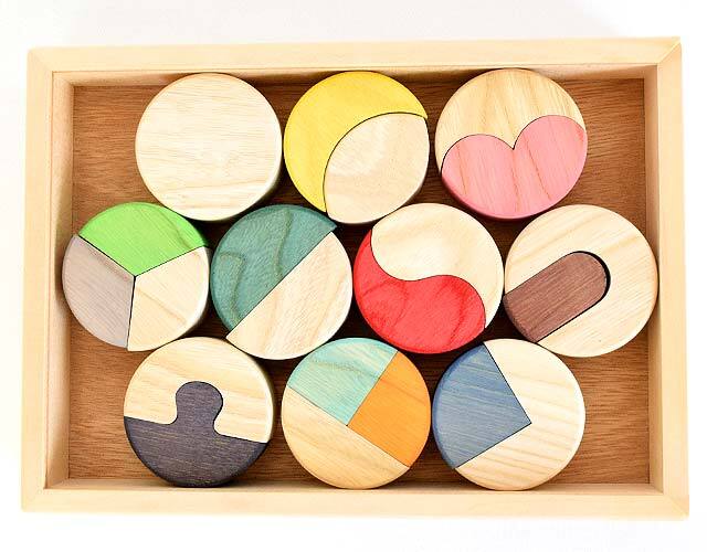 まるいパズル 福祉玩具 型合わせ積み木 ｜木のおもちゃ ポプリの森