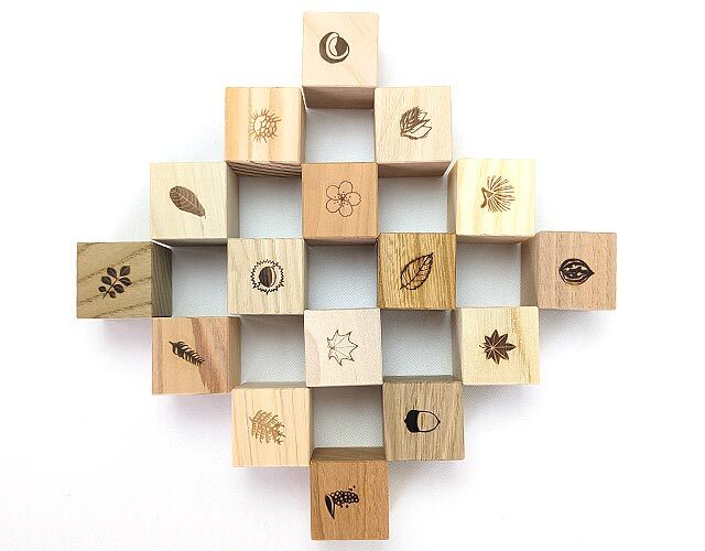 もりのめぐみ（サイコロ積み木）16個セット｜木のおもちゃ ポプリの森