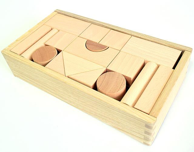 無塗装の積み木 木箱入り