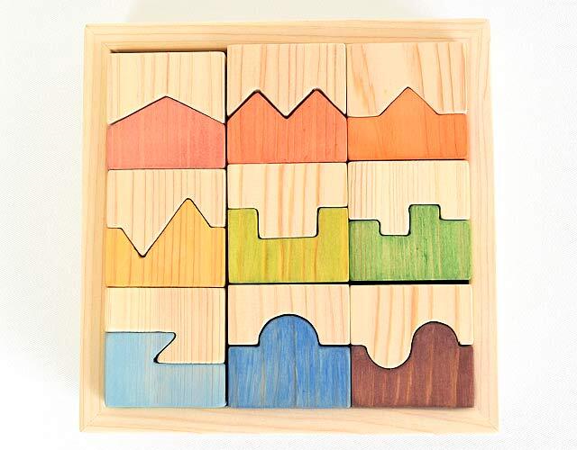 カラフルキューブ 木製積み木 9×9 自然塗料仕上げ