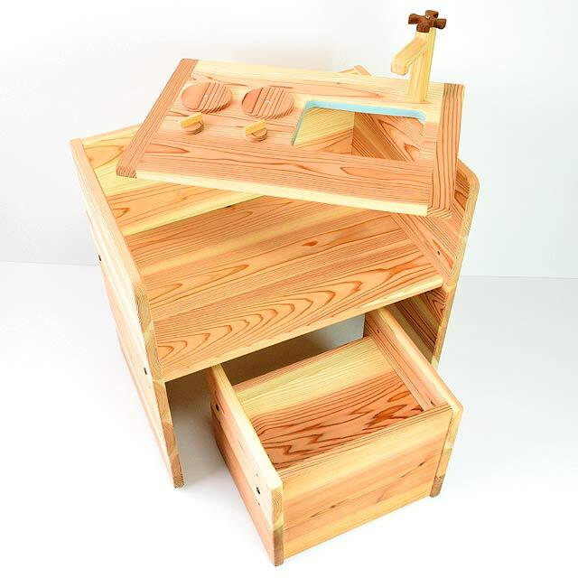 紀州杉のままごとキッチン デスク＆チェアセット ｜木のおもちゃ