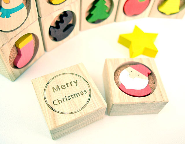 クリスマスブロック（クリスマスの置物）｜木のおもちゃ ポプリの森