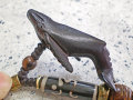 ボーンビーズが個性を演出★ウッド（木彫り）キーホルダー　ザトウクジラ