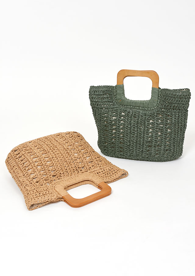 【2026春夏】【66】ウッドハンドルペーパートート【1264-200-1】【Selection】【S12】