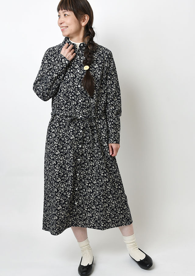 【2025秋冬】【ブルーライフ】コーデュロイ花柄ワンピース【BL025601】【S22】