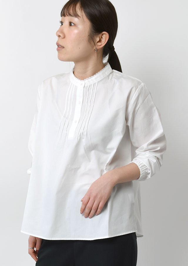 SALE!!【2026春夏】【ブルーライフ】無地ピンタックピコレースブラウス【BL056007】【S11】