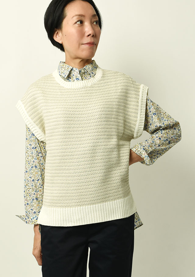 SALE!!【2025春夏】【ブルーライフ】3配色地柄ベスト【BL065003】【S11】