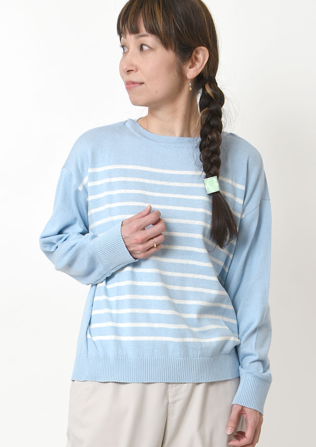 【2026春夏】【ブルーライフ】ボーダー切り替えプルオーバーニット【BL066002】【S11】