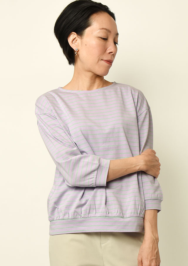 SALE!!【2025春夏】【ブルーライフ】ボーダーカットソー八分袖【BL075003】【S11】