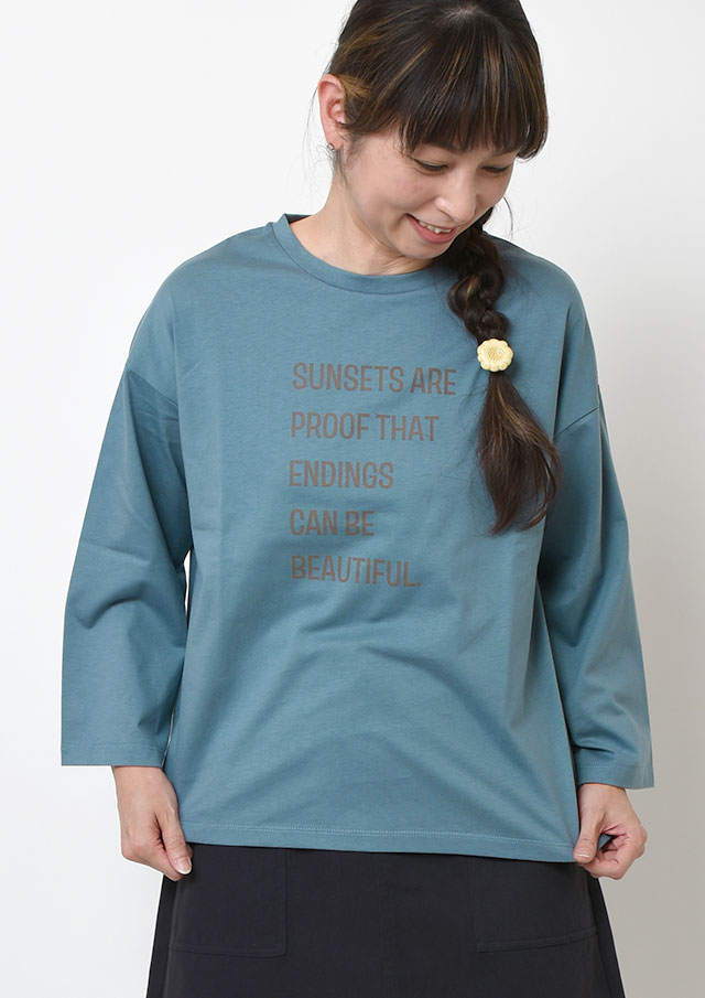 SALE!!【2025秋冬】【ブルーライフ】英字ロゴプリント八分袖Tシャツ【BL075501】【S21】