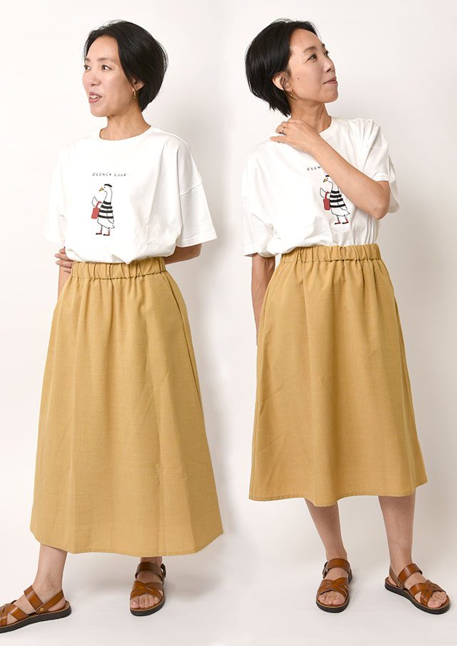 期間限定10%OFF!【2025春夏】【ブルーライフ】シャンブレー無地着丈違いスカート【BL085004】【S11】