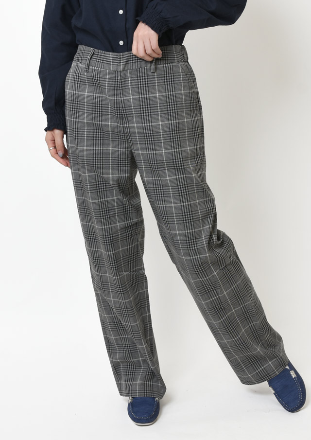 【2025秋冬】【ブルーライフ】裏起毛チェックストレートパンツ【BL095601】【S22】