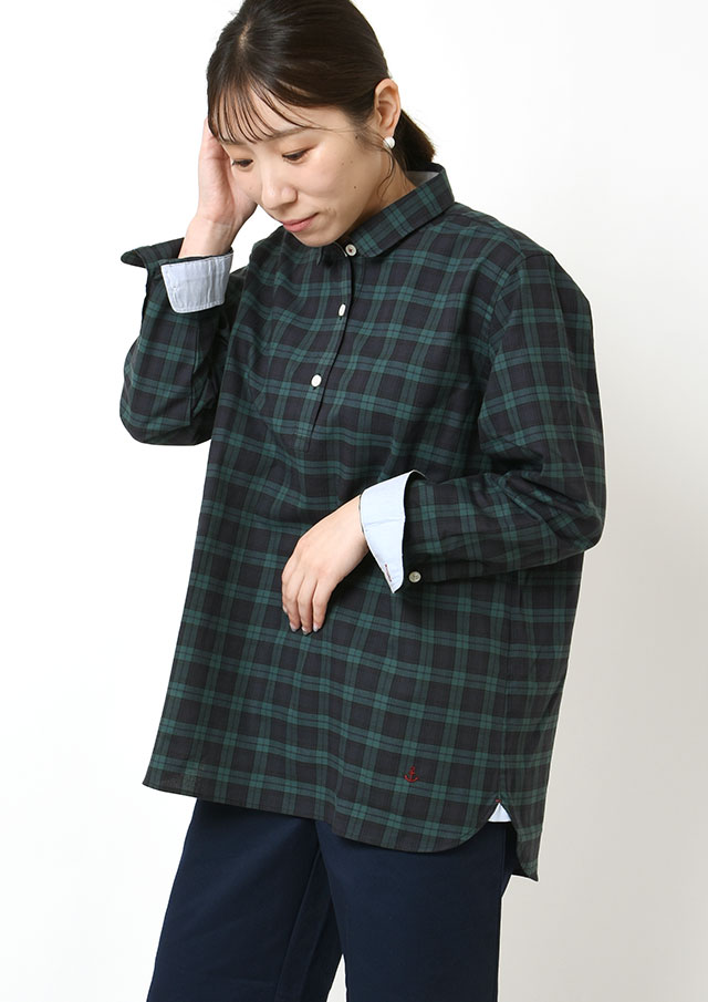 【2025秋冬】【ポートランド】オックスチェックプルオーバーロングブラウス【PL055702】【S21】