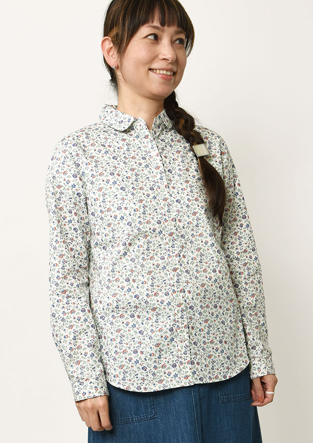 SALE!!【2025秋冬】【ポートランド】フラワープリントミニラウンドカラーブラウス【PL055807】【S21】