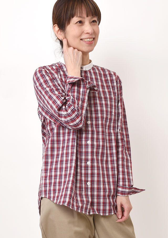 【2026春夏】【ポートランド】ミニチェッククレリックロング丈ブラウス【PL056201】【S11】
