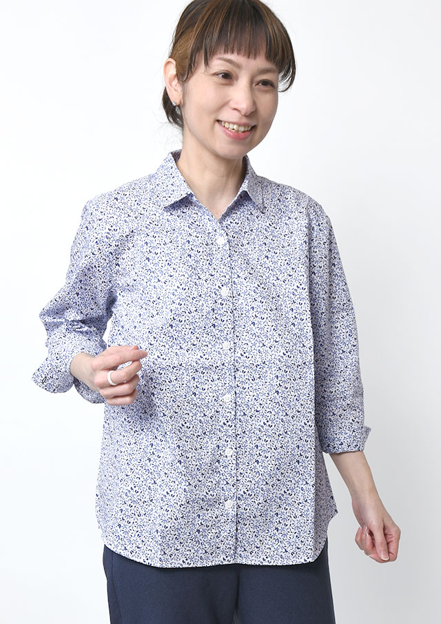 【2026春夏】【ポートランド】フラワープリントスキッパーブラウス八分袖【PL056204】【S11】