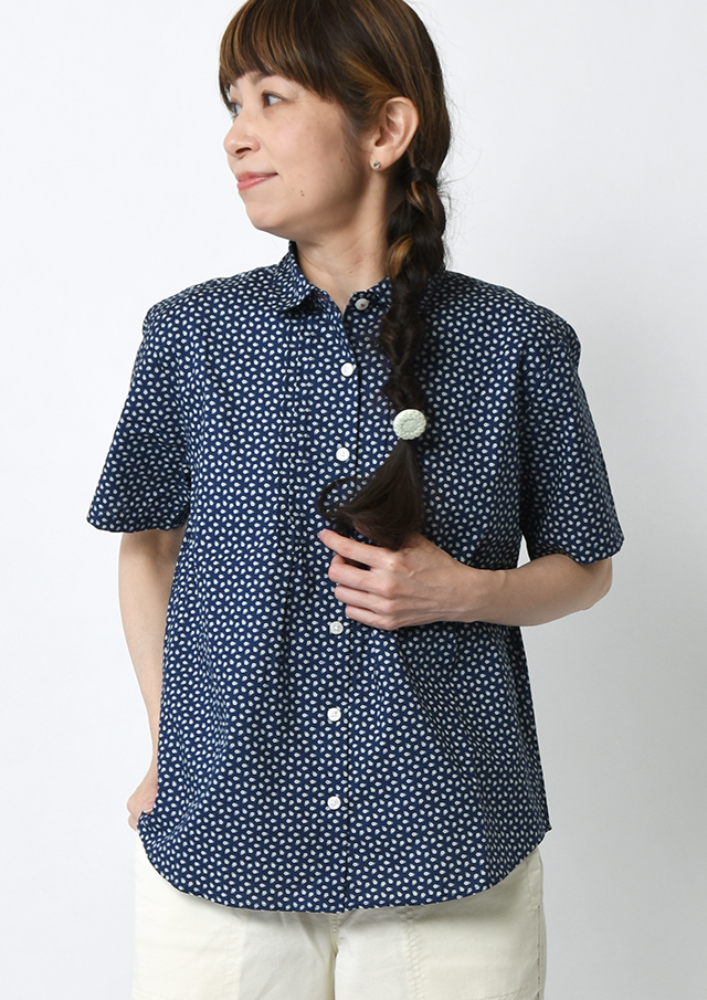 【2026春夏】【ポートランド】小紋柄ピンタックブラウス半袖【PL056205】【S12】