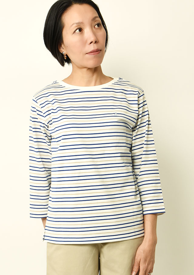 SALE!!【2025春夏】【ポートランド】細ボーダーカットソー七分袖【PL075203】【S11】