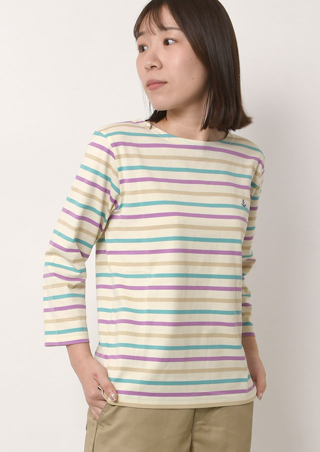 【2025秋冬】【ポートランド】ボーダーボートネックカットソー八分袖【PL075701】【S21】