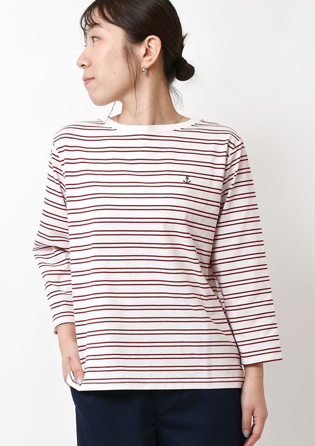 【2025秋冬】【ポートランド】TCボーダーボートネックカットソー八分袖【PL075821】【S21】