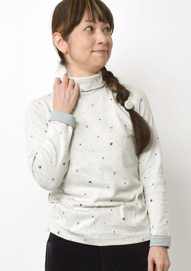 【2025秋冬】【ポートランド】接結マリンプリントタートルカットソー【PL075905】【S22】