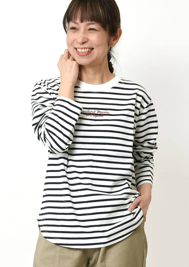 【2026春夏】【ポートランド】ボーダークルーネック九分袖【PL076202】【S11】