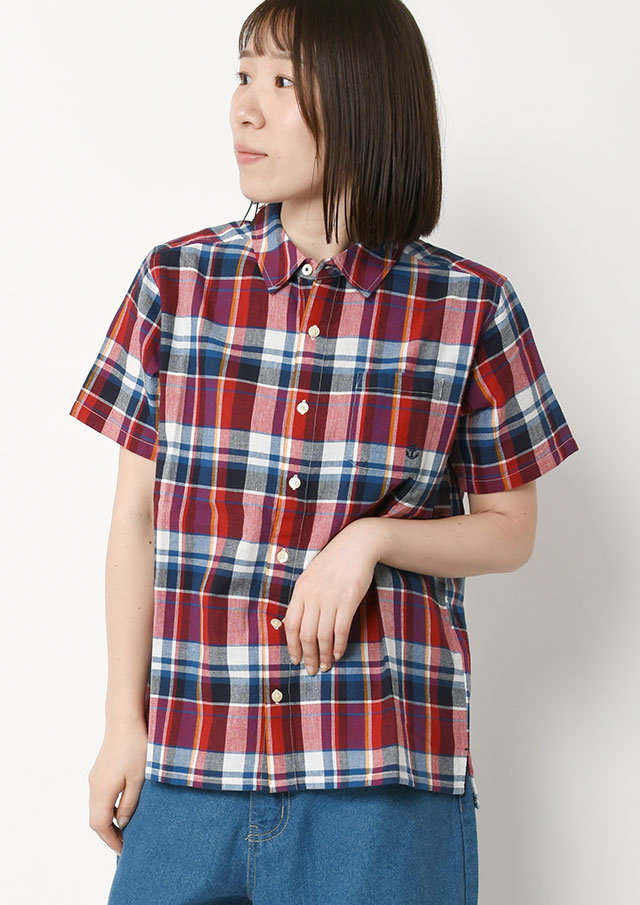 SALE!!【2025春夏】【ポートランド】マドラスチェックミニカラーシャツ半袖【PL125406】【S12】
