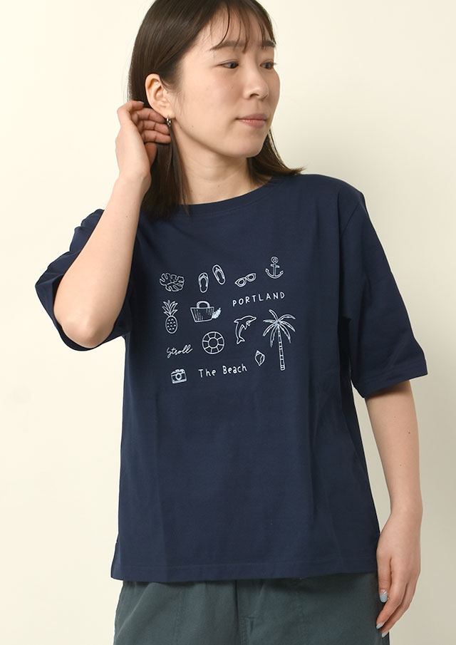SALE!!【2025春夏】【ポートランド】GOODSプリントTシャツ四分袖【PL155254】【S12】