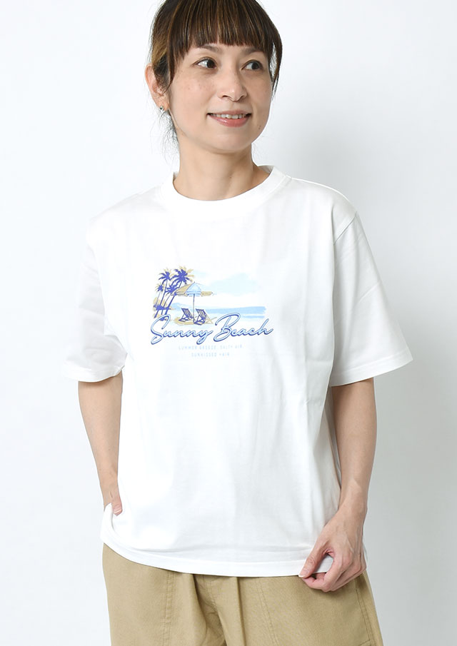 【2026春夏】【ポートランド】ビーチプリントTシャツ【PL156401】【S12】