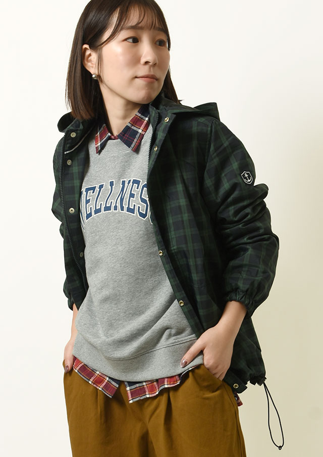 【2024秋冬】【ポートランド】撥水加工ブラックウォッチフード着脱ブルゾン【PL164801】【S21】