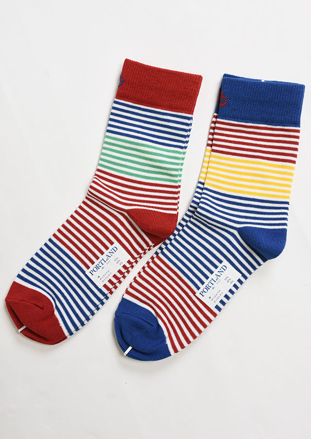 【2023】【ポートランド】切替ボーダー柄ソックス【PLS-12】【返品不可】