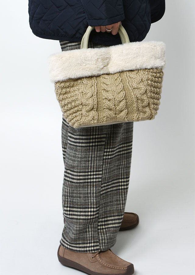 【2025秋冬】【67】ニット_フェイクファートートバッグ【1251-563-1】【Selection】