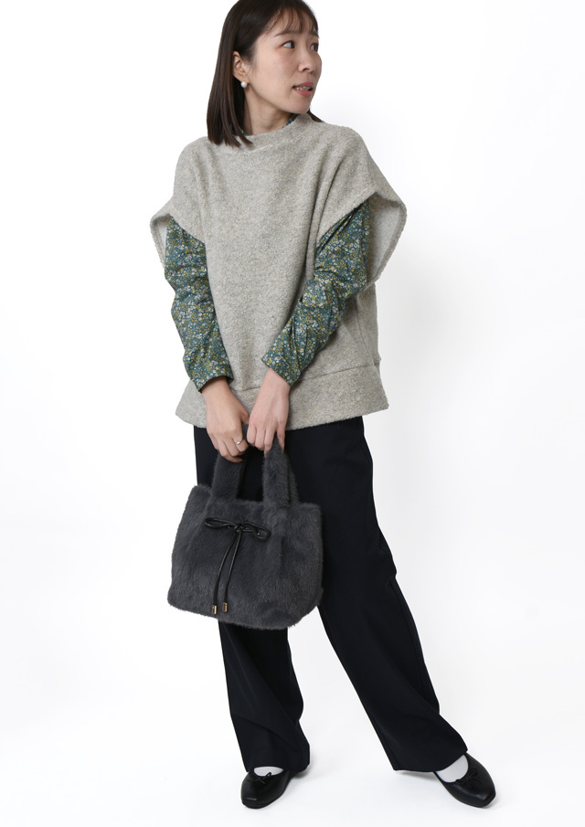 2025秋冬】【67】フェイクファーリボン付きトートバッグ【1251-566-1