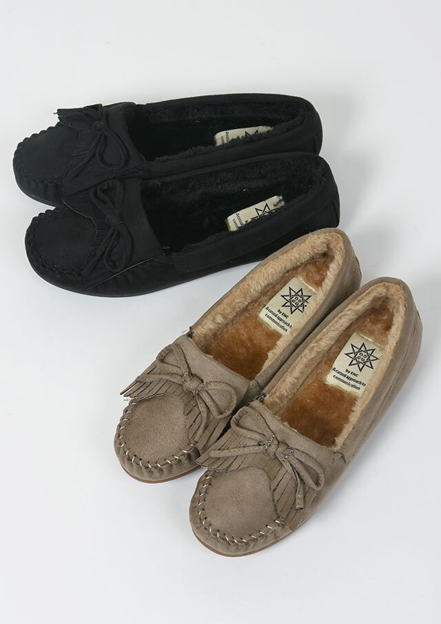 【2025秋冬】【66】フリンジリボン中ボアモカシンシューズ【3071】【Selection】【S22】