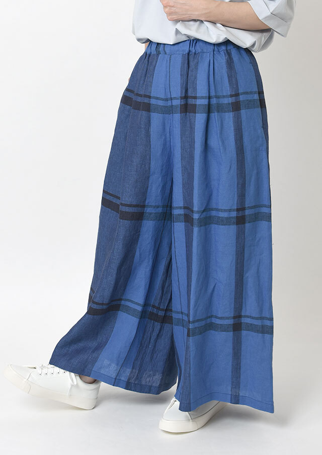 【2026春夏】【ブルーライフ】リネンパネルチェックパンツ【B-01F14206】【S12】